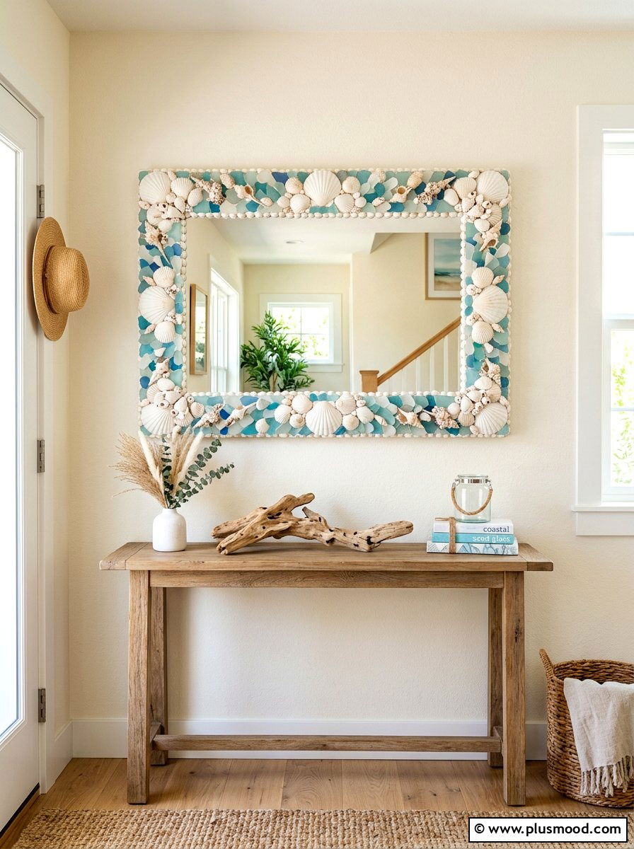 Shell Mirror Frame - 25 summer decor ideas with shells