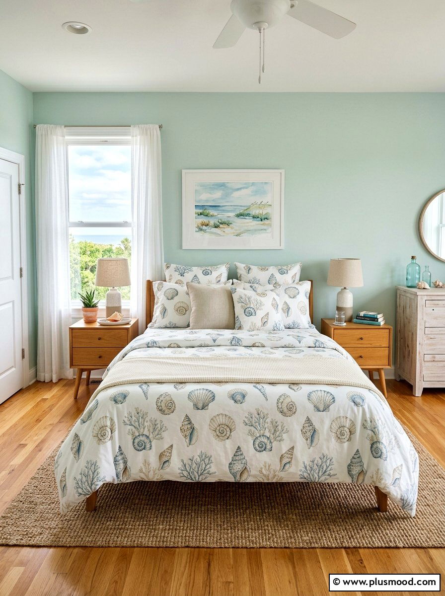 Shell Patterned Bedding Bedroom - 25 summer seashell bedroom decor ideas