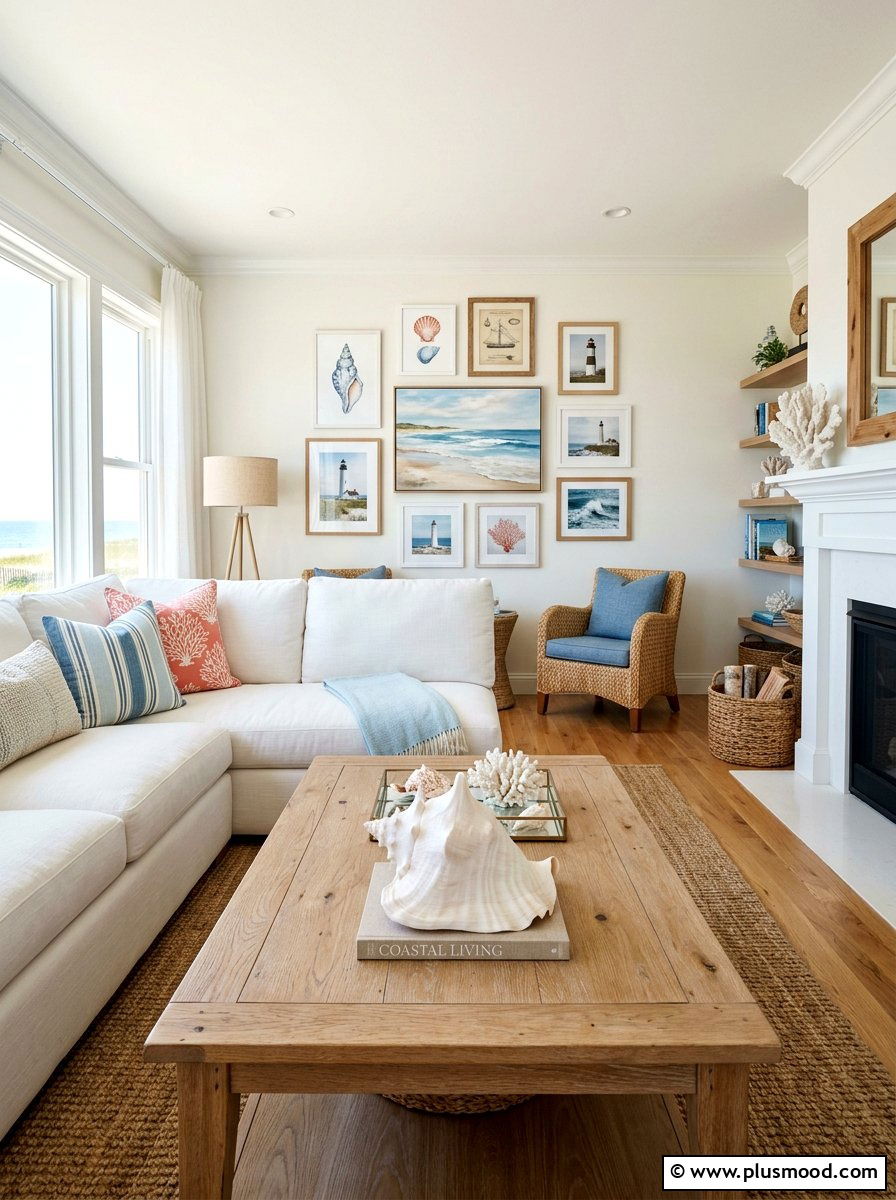 Shell accessory living room - 25 beachy summer living room ideas