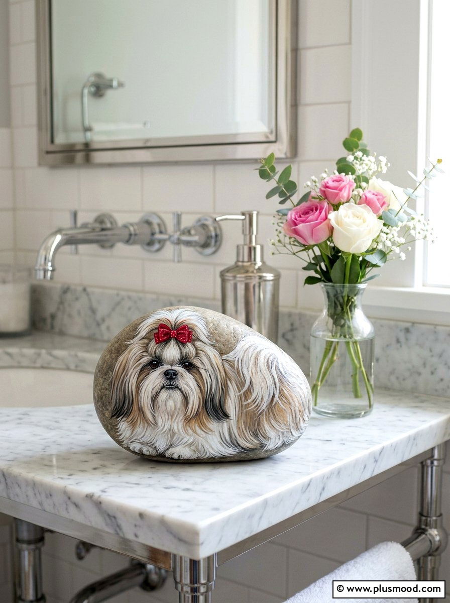 Shih Tzu Painted Rock - 25 painted rock ideas with dogs