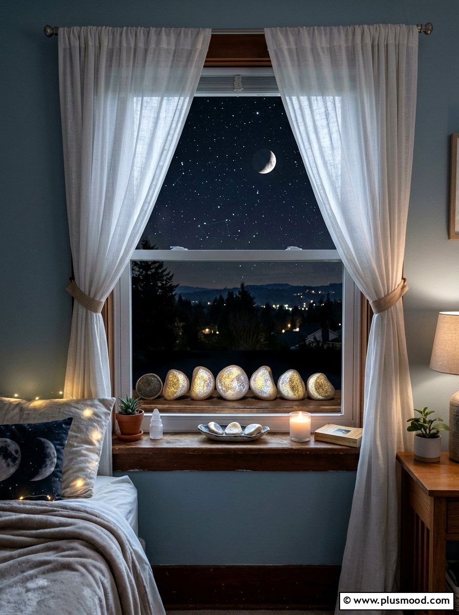 Shimmering Moon Phase - 25 painted rock ideas with metallic paint