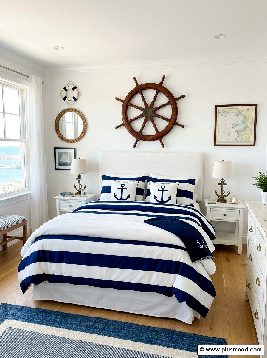 Ship wheel bedroom - 25 summer nautical decor ideas