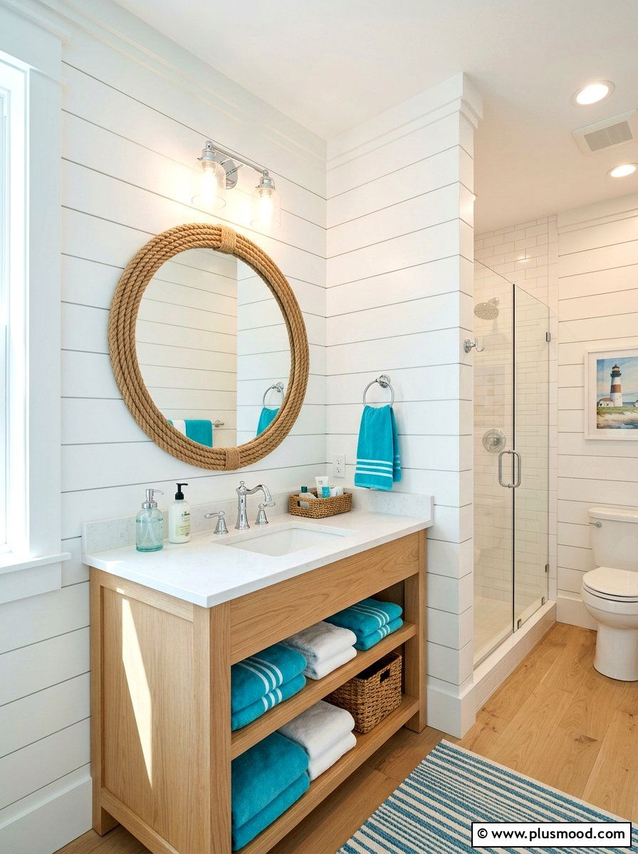 Shiplap Guest Bathroom - 25 summer beach house decor ideas