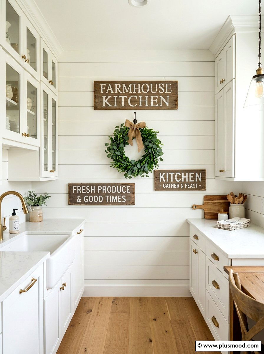 Shiplap Wall Decor - 25 summer farmhouse kitchen decor ideas