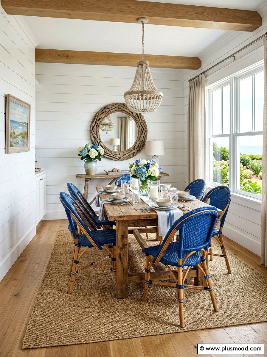 Shiplap Wall Dining Room - 25 summer coastal dining room ideas