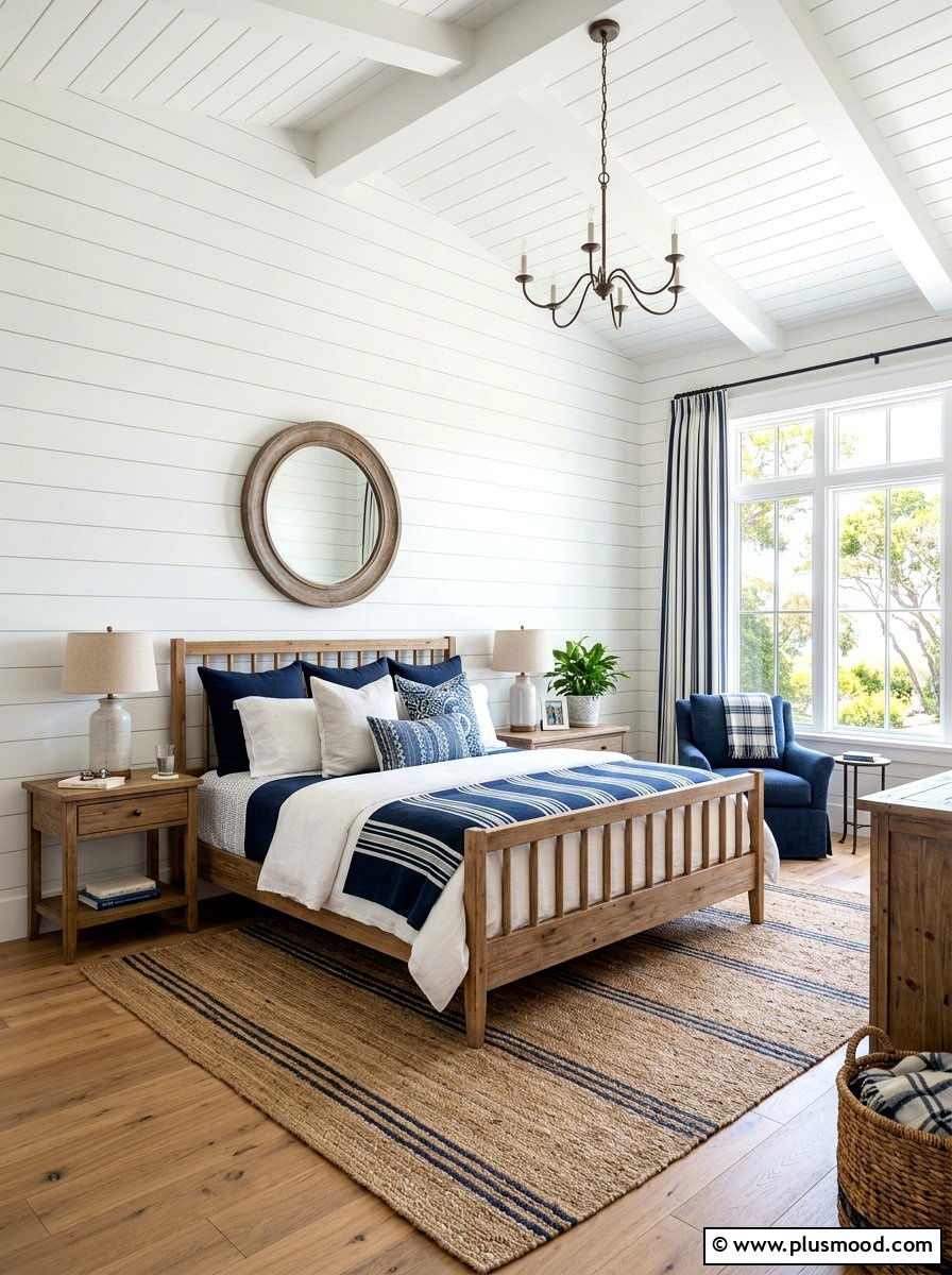 Shiplap Wall Paneling - 25 summer beachy bedroom ideas