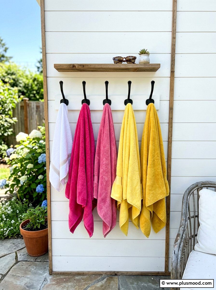Shiplap Wall Towel Station - 25 summer towel station ideas for pool area