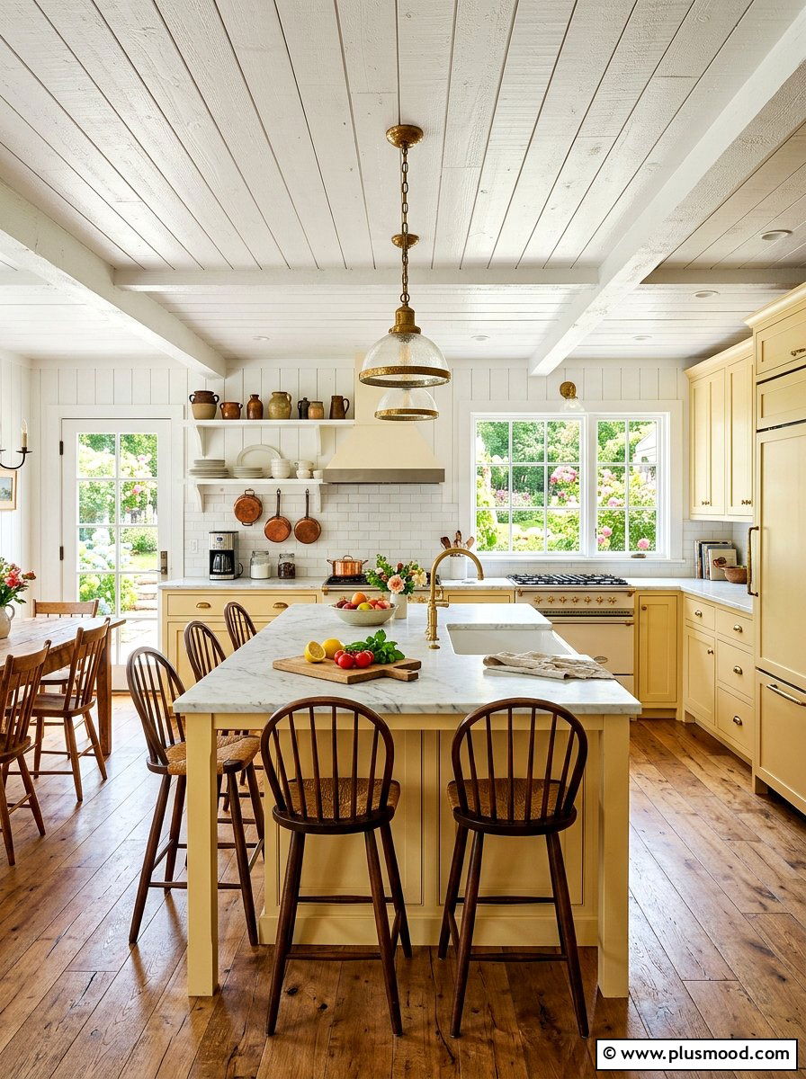 Shiplap ceiling detail - 25 summer cottage kitchen ideas