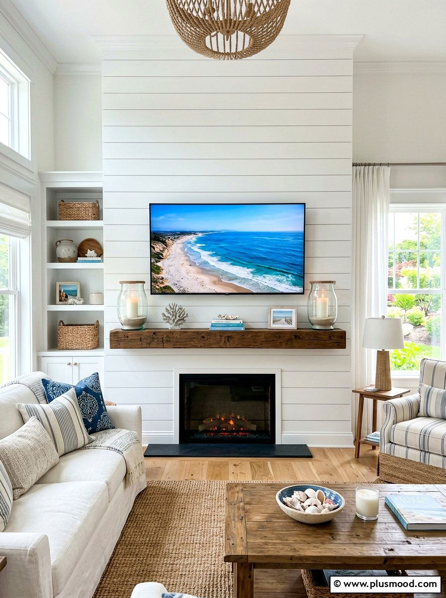 Shiplap tv wall accent - 25 summer TV wall decor ideas
