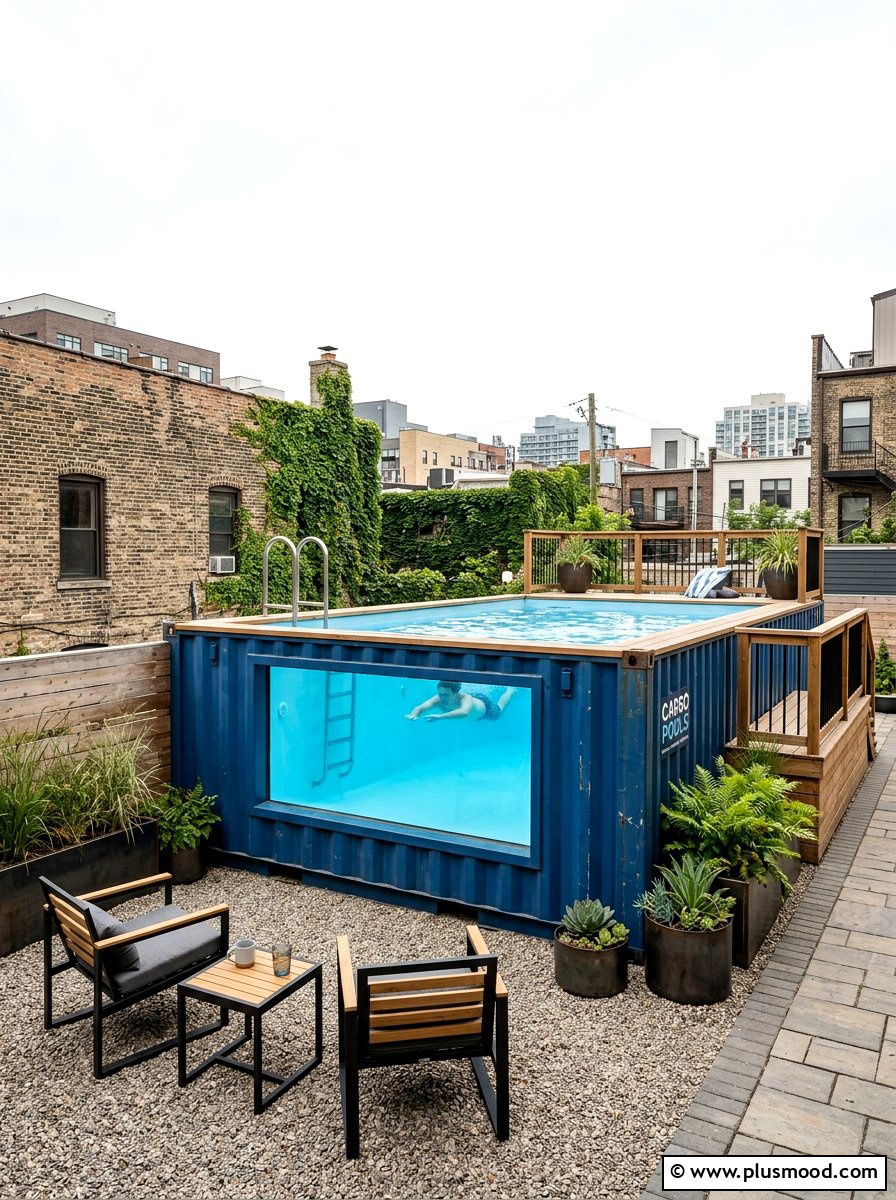 Shipping Container Pool - 25 small backyard ideas with pool