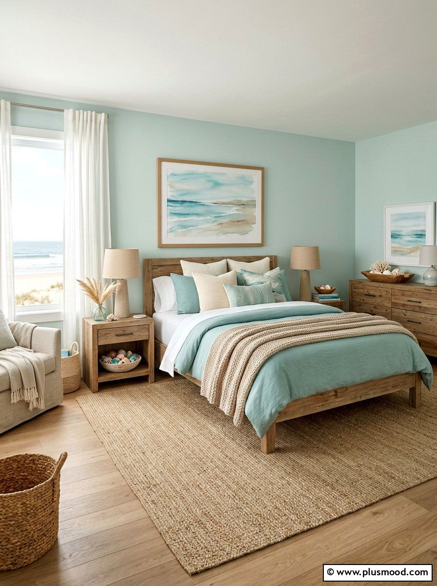 Shoreline Inspired Bedroom - 25 summer seashell bedroom decor ideas