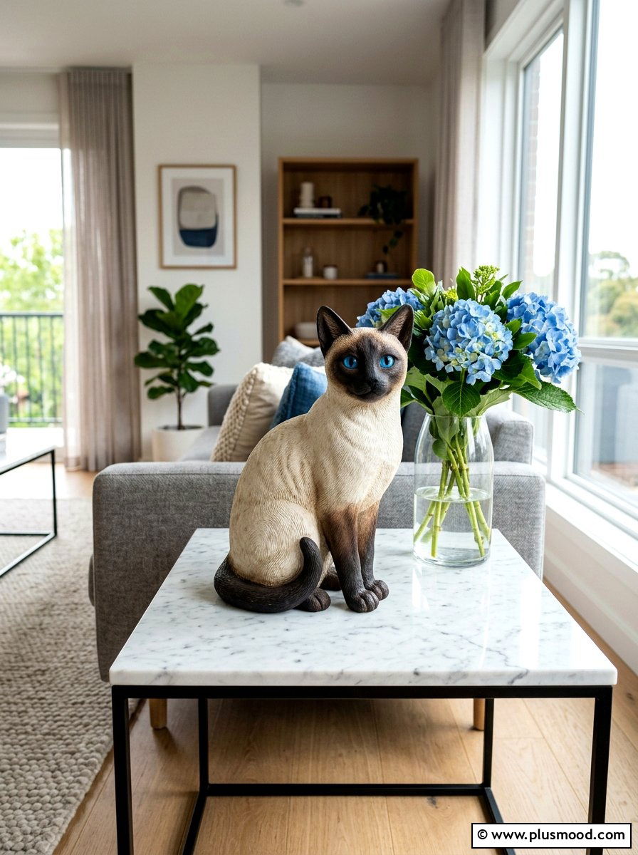 Siamese Cat Stone - 25 painted rock ideas with cats