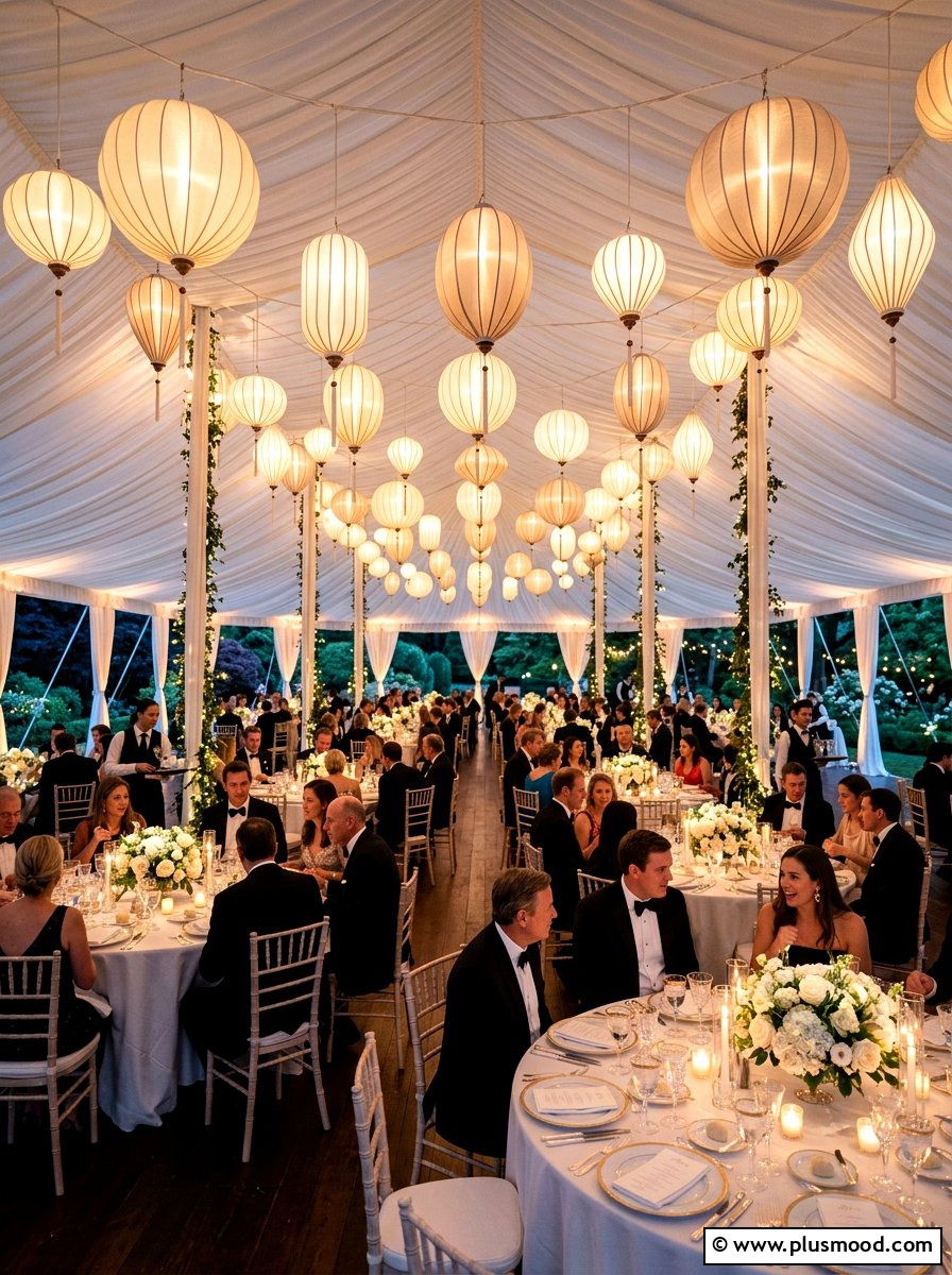 Silk lanterns for elegant evening - 25 summer lantern decor ideas for parties