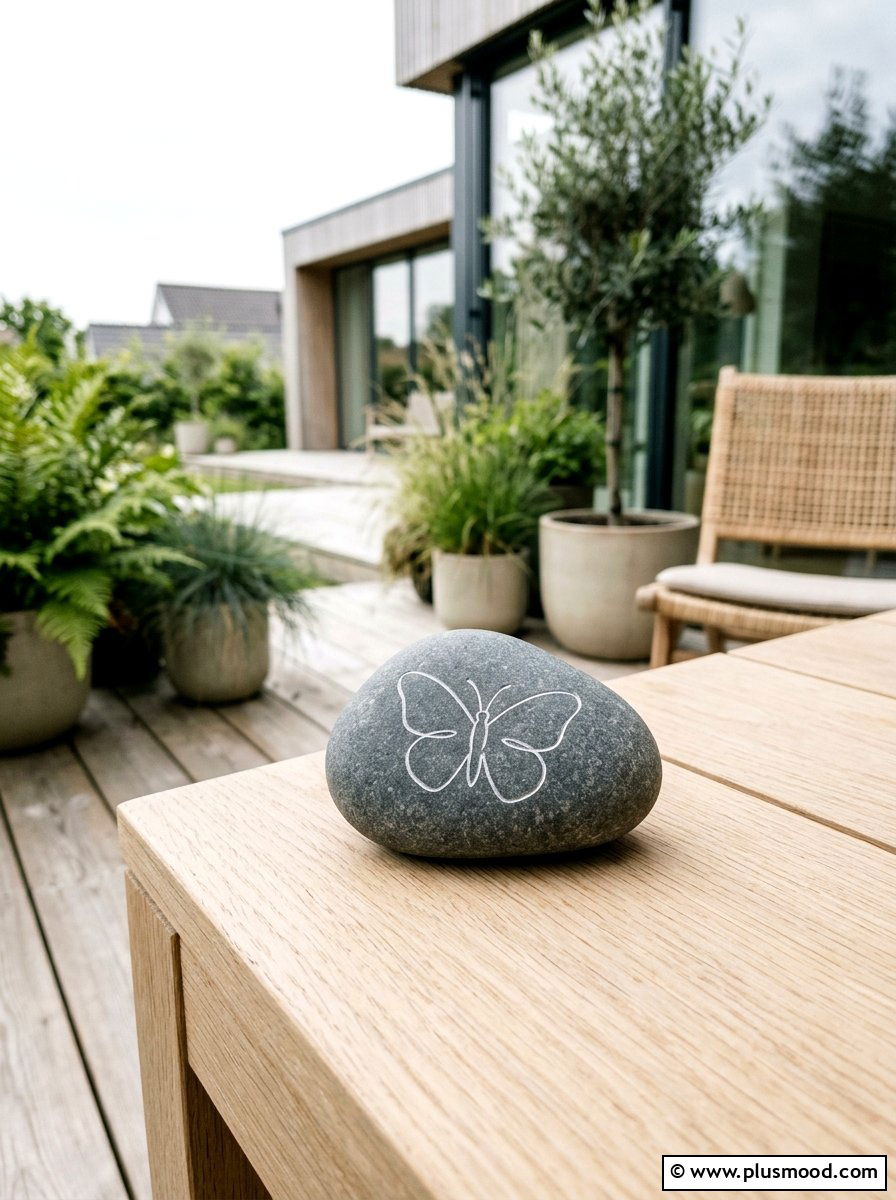 Simple Butterfly Rock Outline - 25 painted rock ideas with butterflies