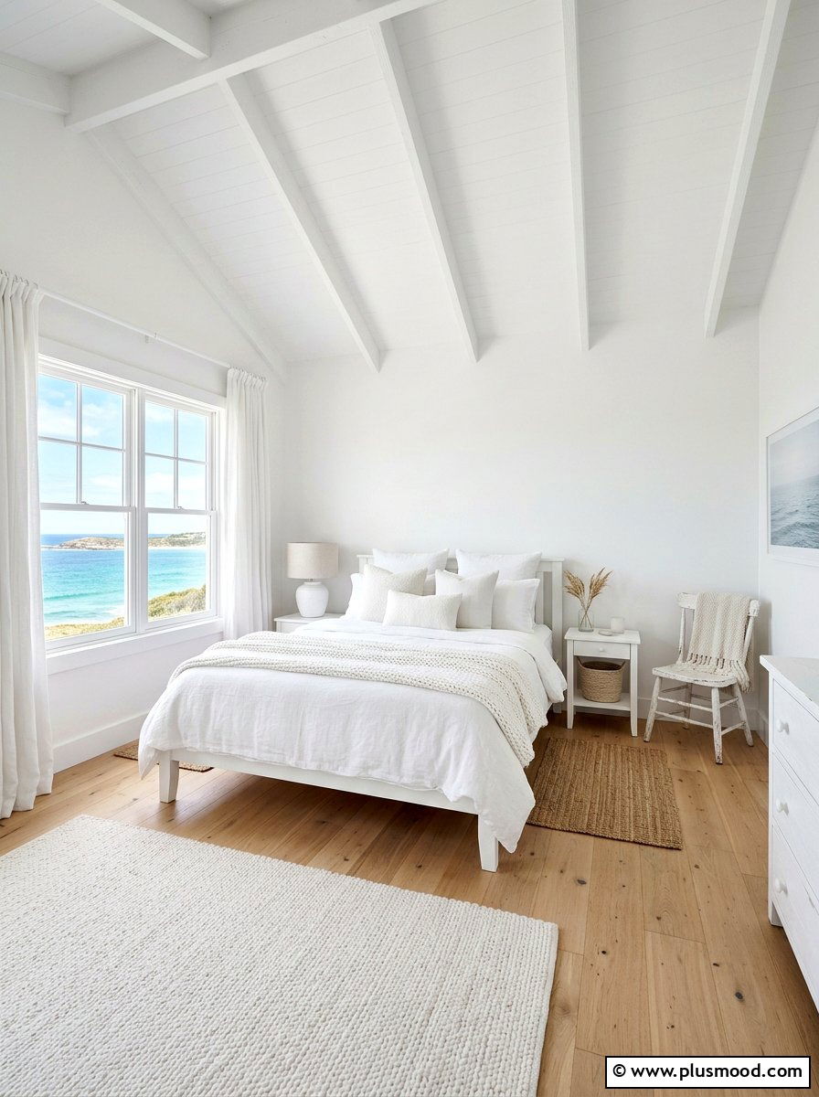 Simple Minimalist White Coastal Bedroom - 25 summer coastal farmhouse bedroom ideas