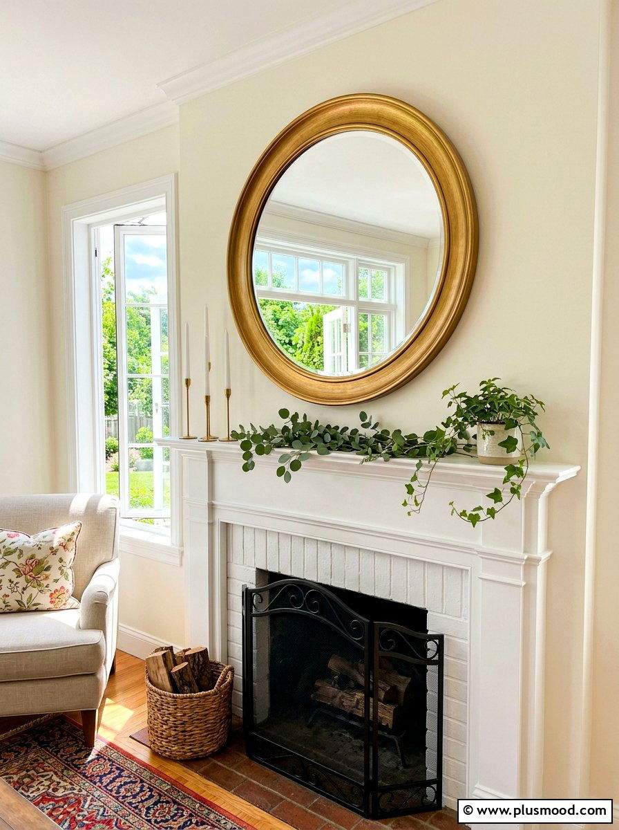 Simple Mirror Mantel Setup - 25 summer mantel decor ideas