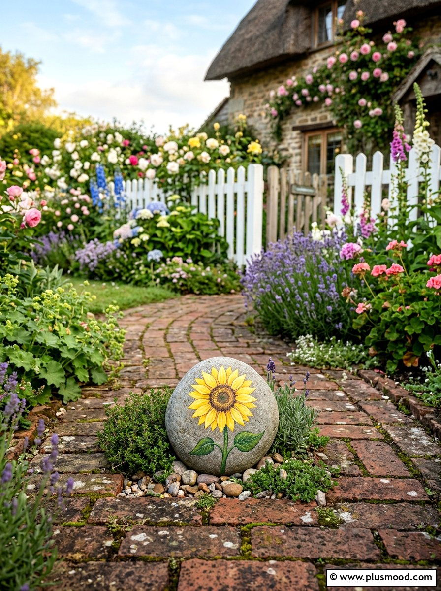Simple flower rock - 25 painted rock ideas for rock hunting game