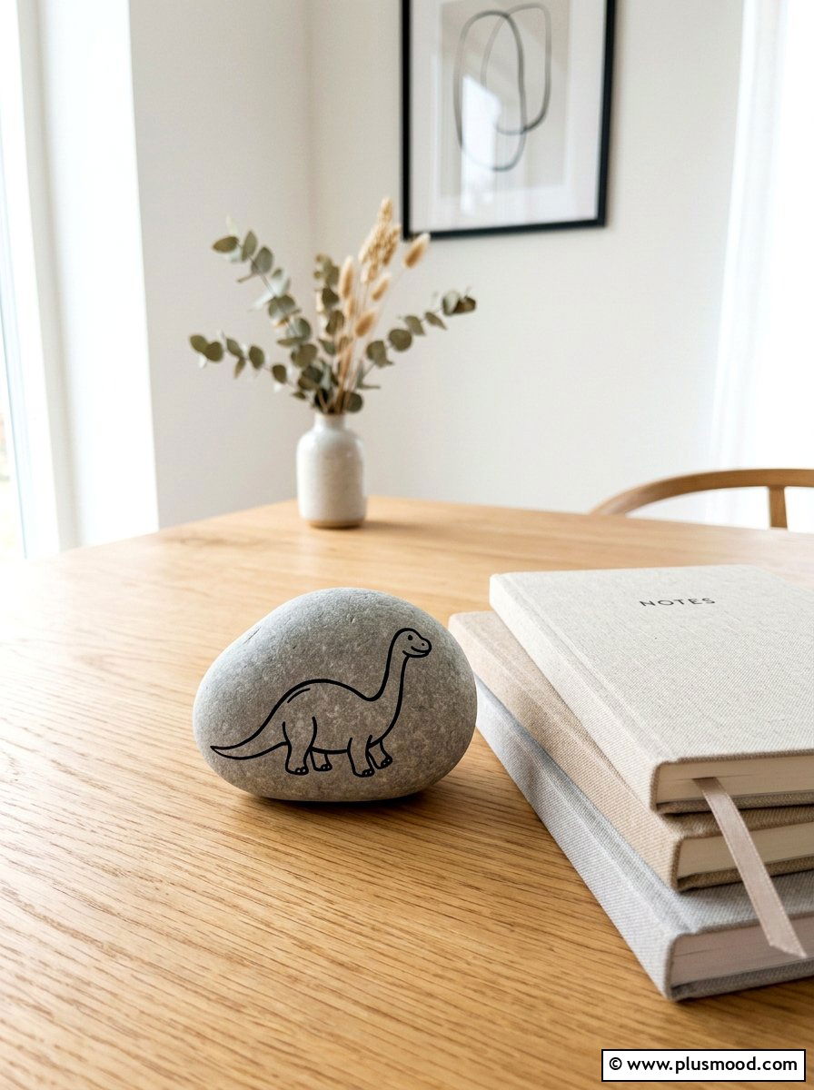 Simple line drawing dinosaur - 25 painted rock ideas with dinosaur art