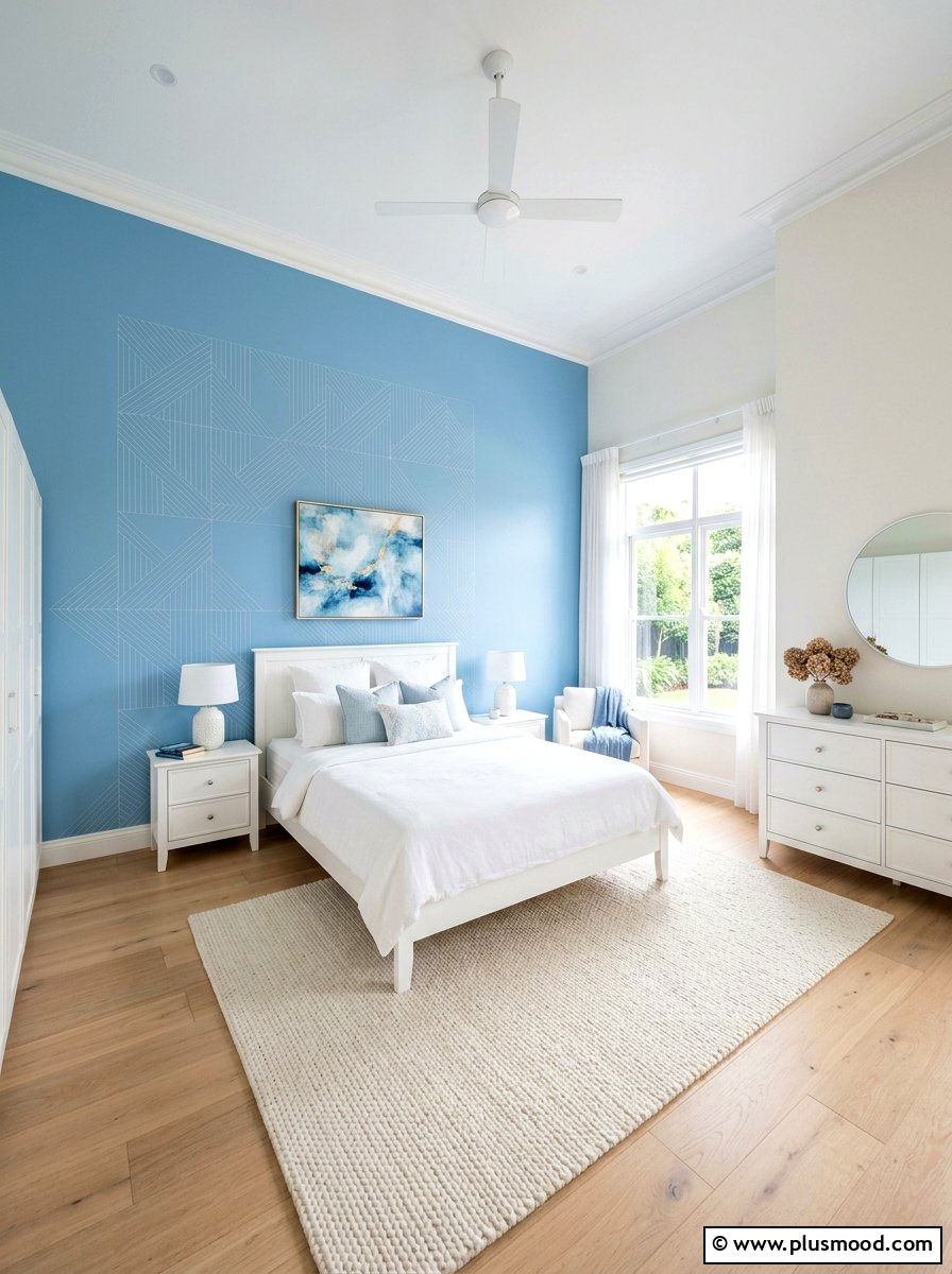 Sky Blue Accent - 25 simple summer bedroom ideas