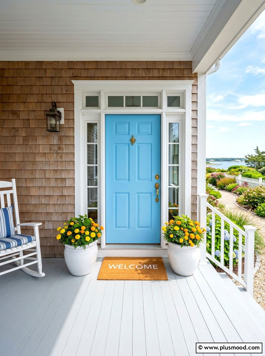 Sky Blue Front Door - 25 summer blue front door ideas