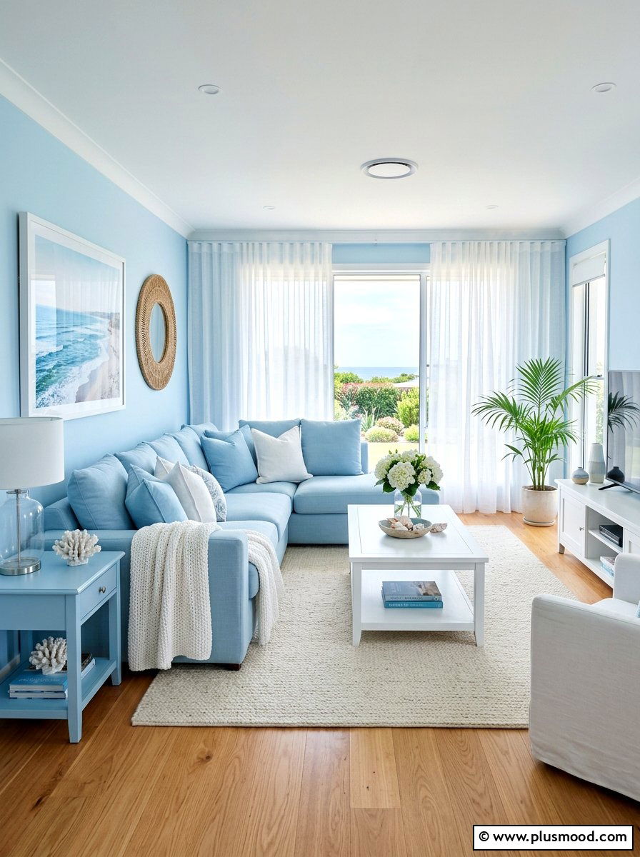 Sky Blue Living Room - 25 bright summer living room ideas