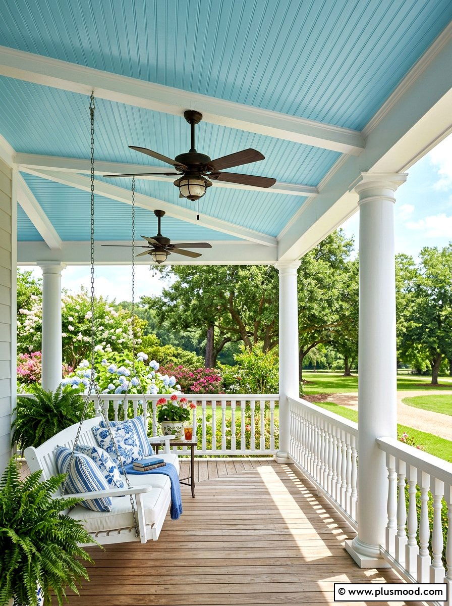Sky Blue Porch Ceiling - 25 summer front porch decor ideas with blue and white