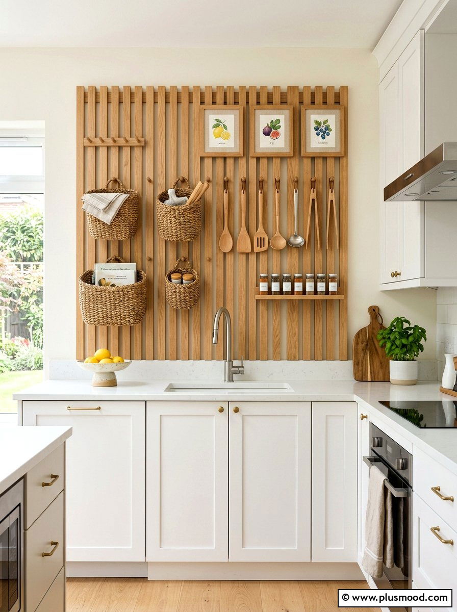 Slat Wall Organization - 25 summer picnic style kitchen decor ideas