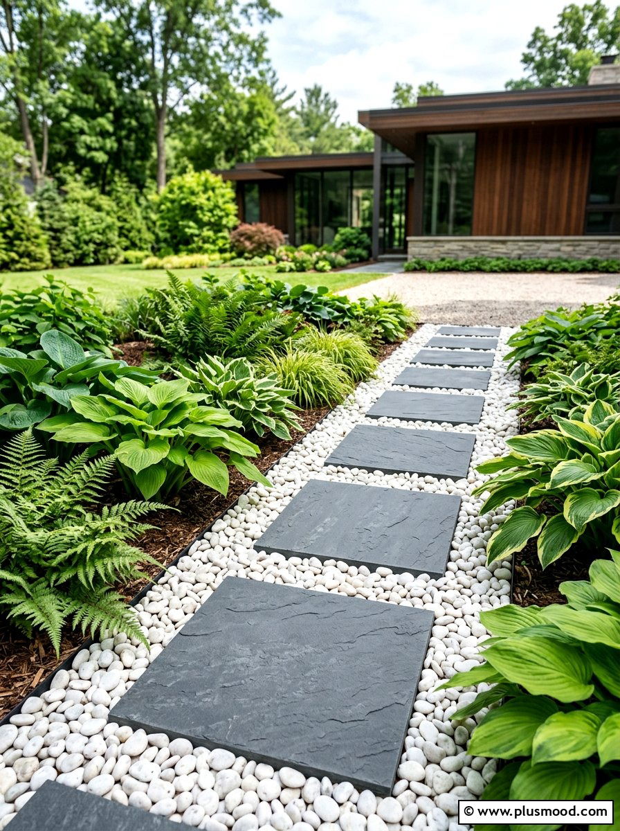 Slate Stepping Stones - 25 summer backyard path ideas