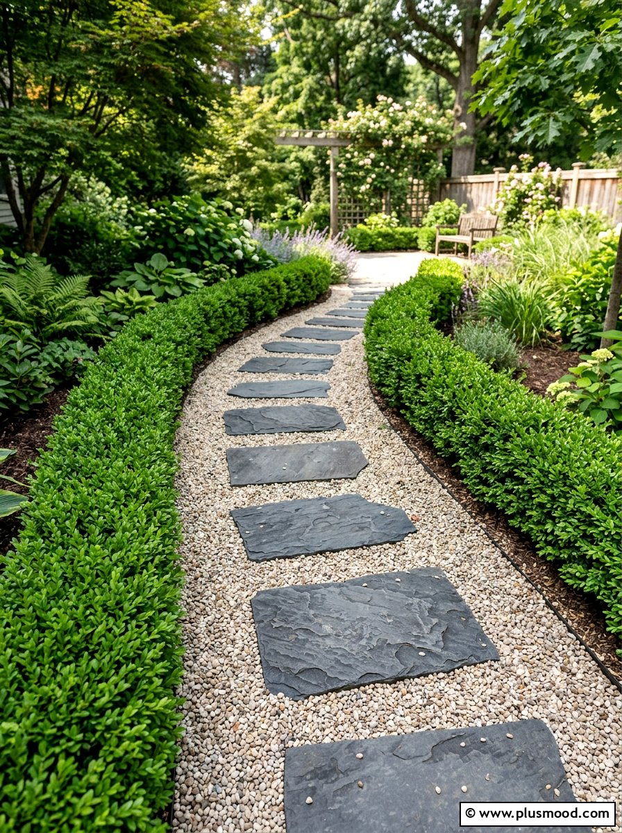 Slate Stepping Stones In Gravel - 25 pool landscaping ideas with stone pathway
