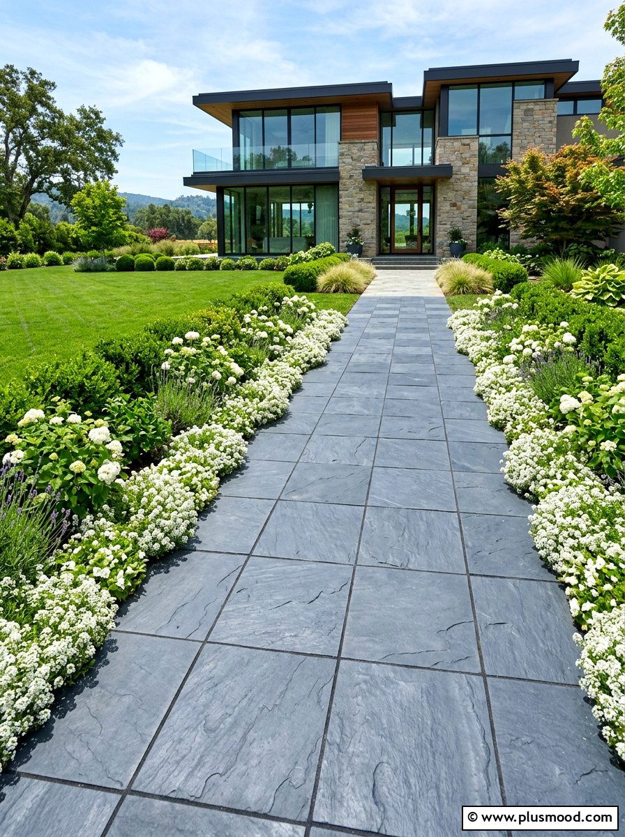 Slate Tile Path - 25 summer walkway ideas for front yard