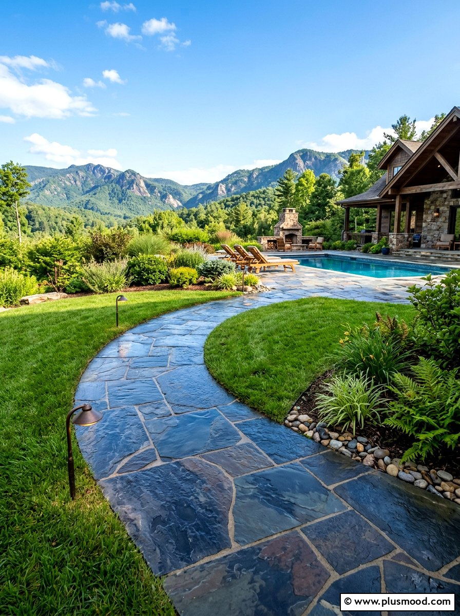 Slate stone walkway - 25 summer pool landscaping ideas with rocks