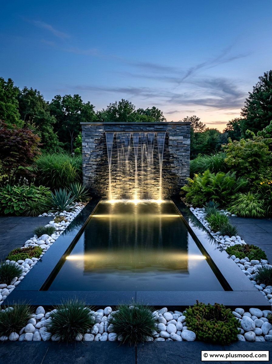Sleek Water Feature - 25 summer backyard modern ideas