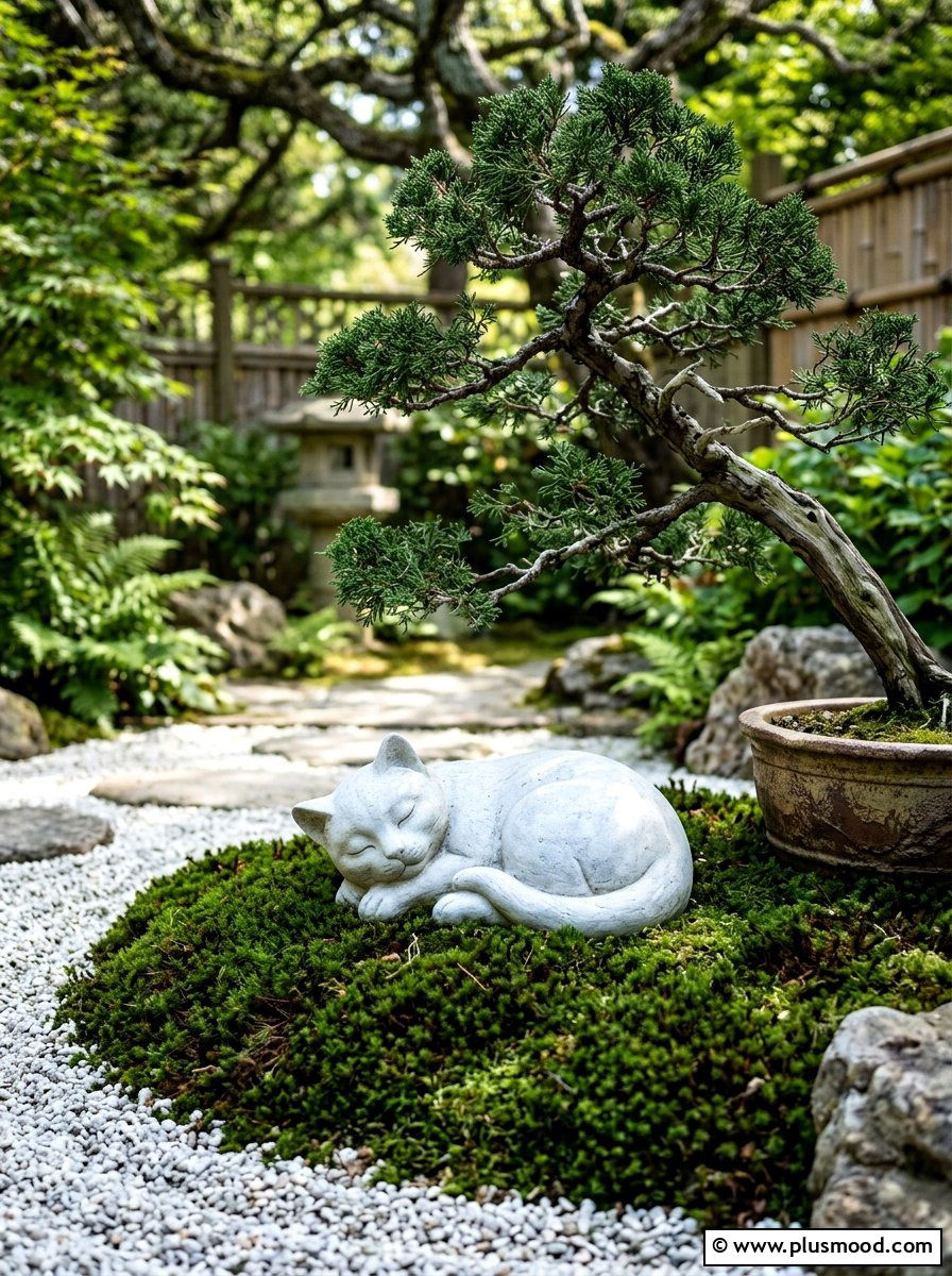 Sleeping White Cat - 25 painted rock ideas with cats