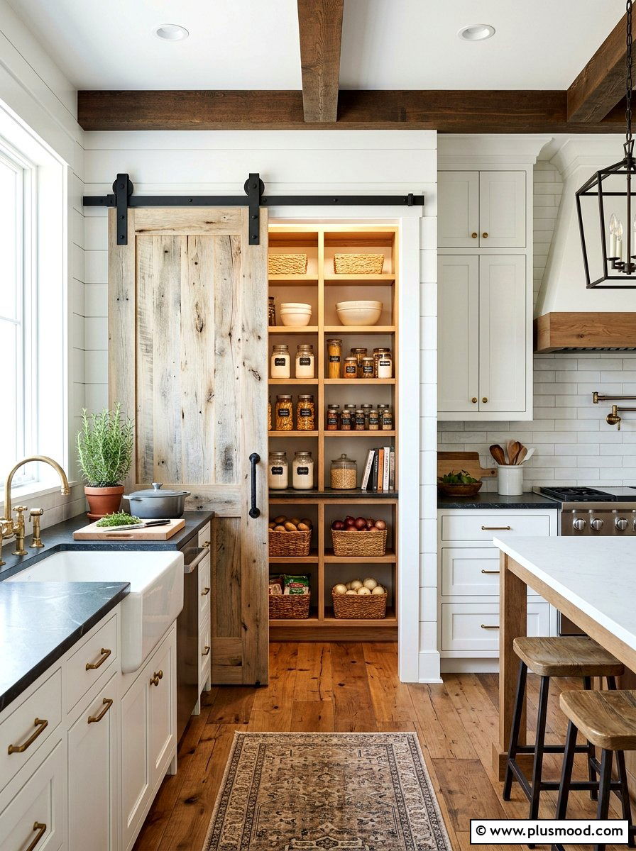 Sliding Barn Door - 25 summer farmhouse kitchen ideas