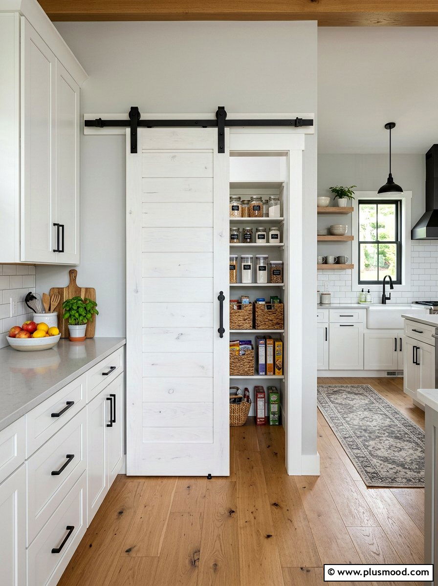 Sliding Barn Door Pantry - 25 summer farmhouse decor ideas