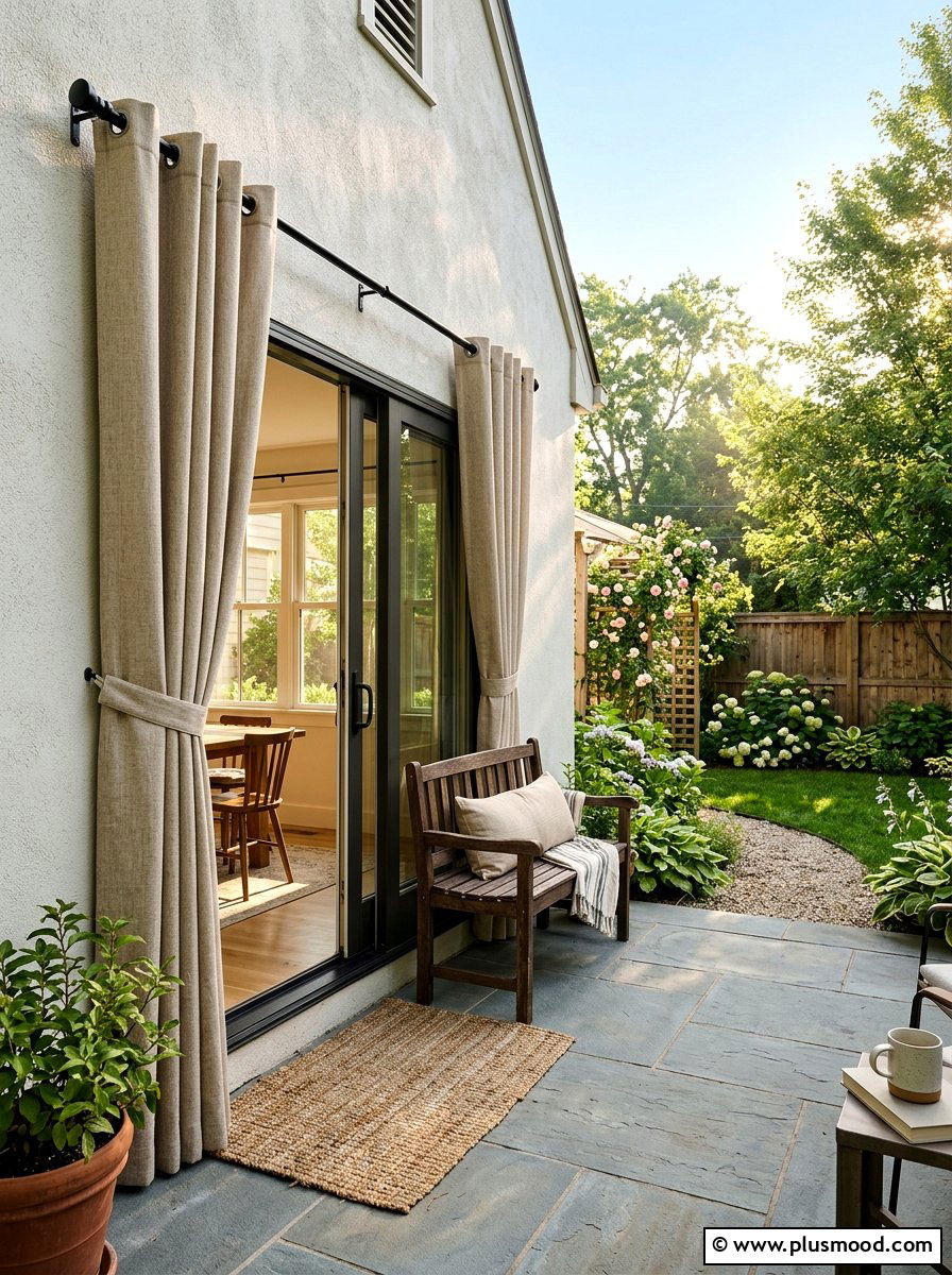 Sliding Glass Door Porch Curtains - 25 small backyard ideas with outdoor curtains