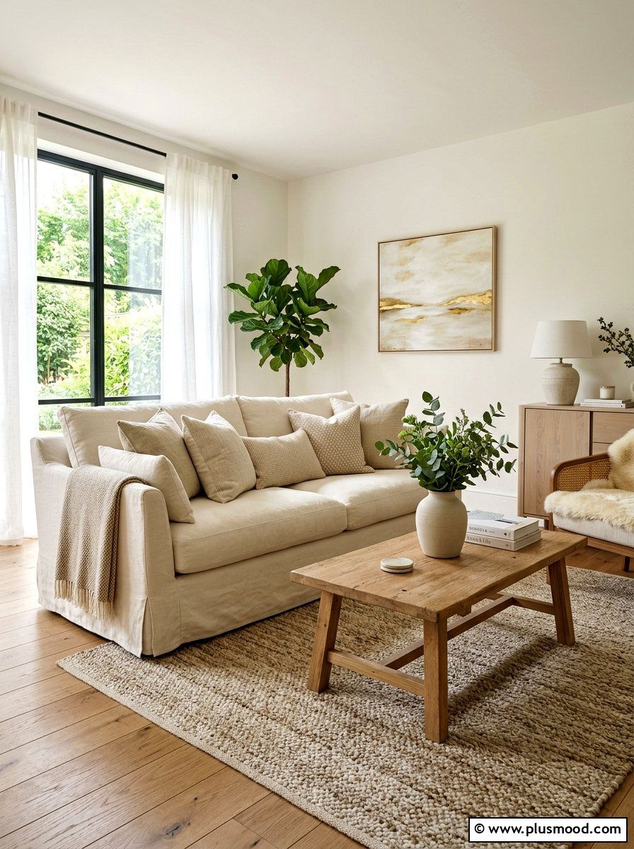 Slipcovered sofa living room - 25 beachy summer living room ideas