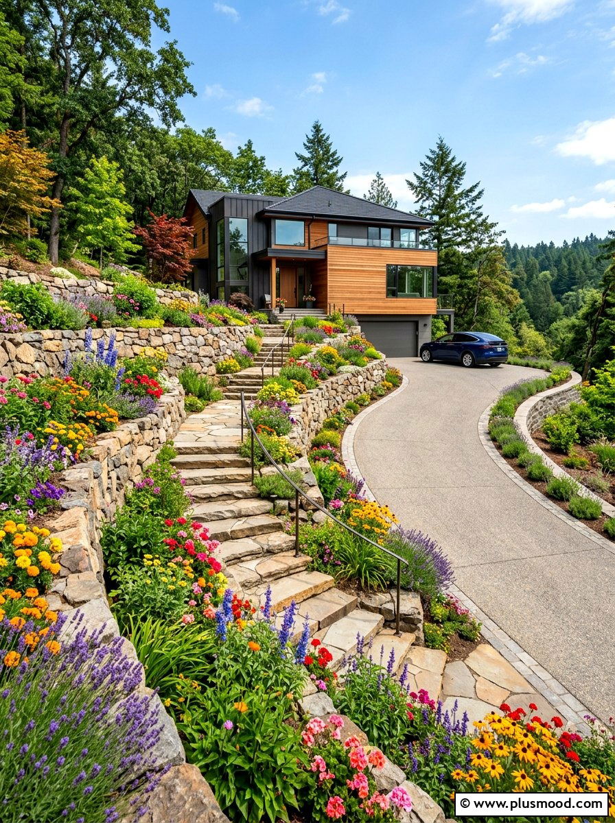 Sloped Driveway Landscaping - 25 summer driveway landscaping ideas