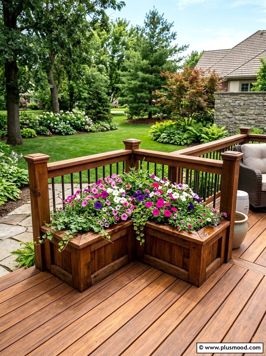 Small Backyard Built in Deck Corner Planter - 25 small backyard ideas with corner planter