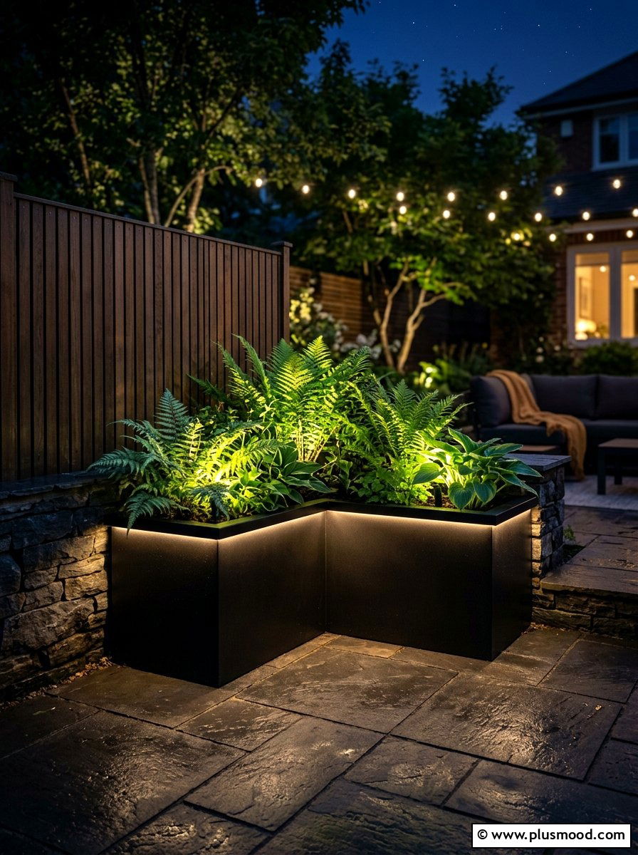 Small Backyard Lit Corner Planter - 25 small backyard ideas with corner planter