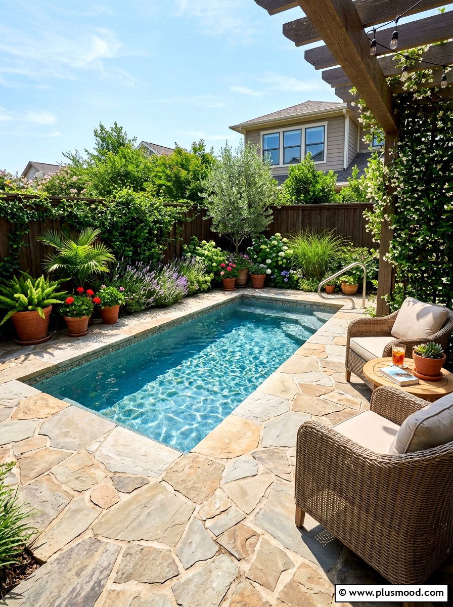 25 Pool Landscaping Ideas With Flagstone for Timeless Style