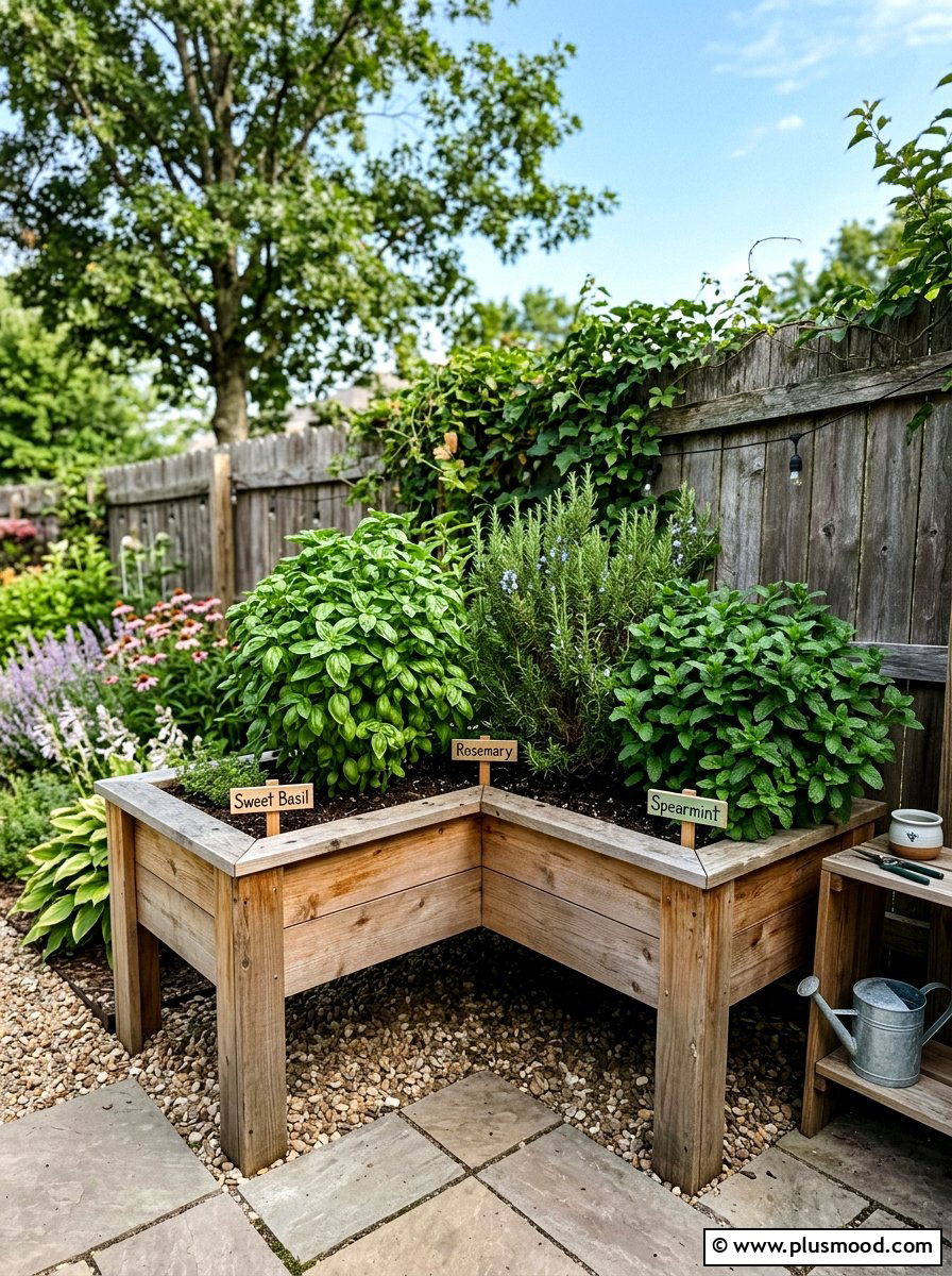 Small Backyard Raised Herb Corner Planter - 25 small backyard ideas with corner planter