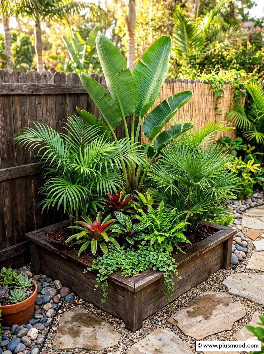 Small Backyard Tropical Corner Planter - 25 small backyard ideas with corner planter