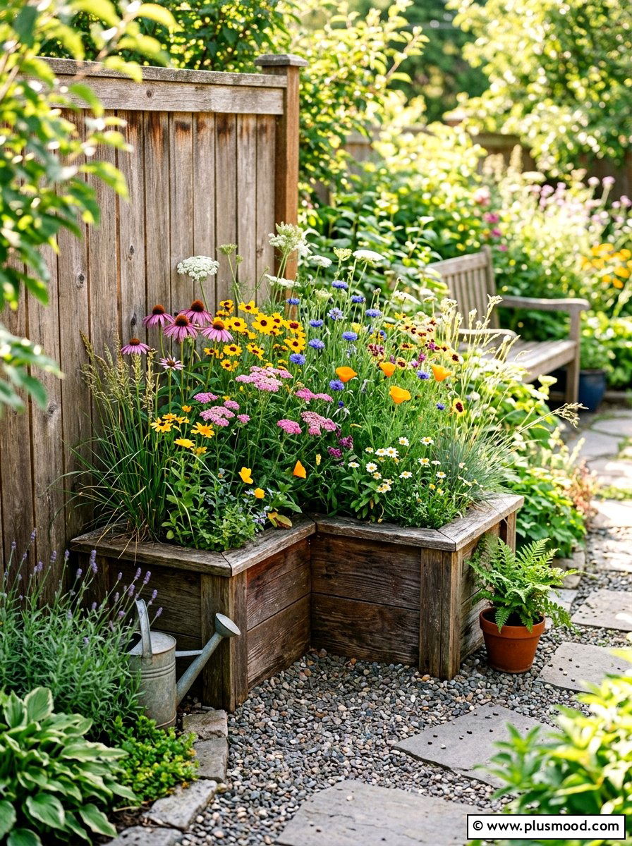 Small Backyard Wildflower Corner Planter - 25 small backyard ideas with corner planter