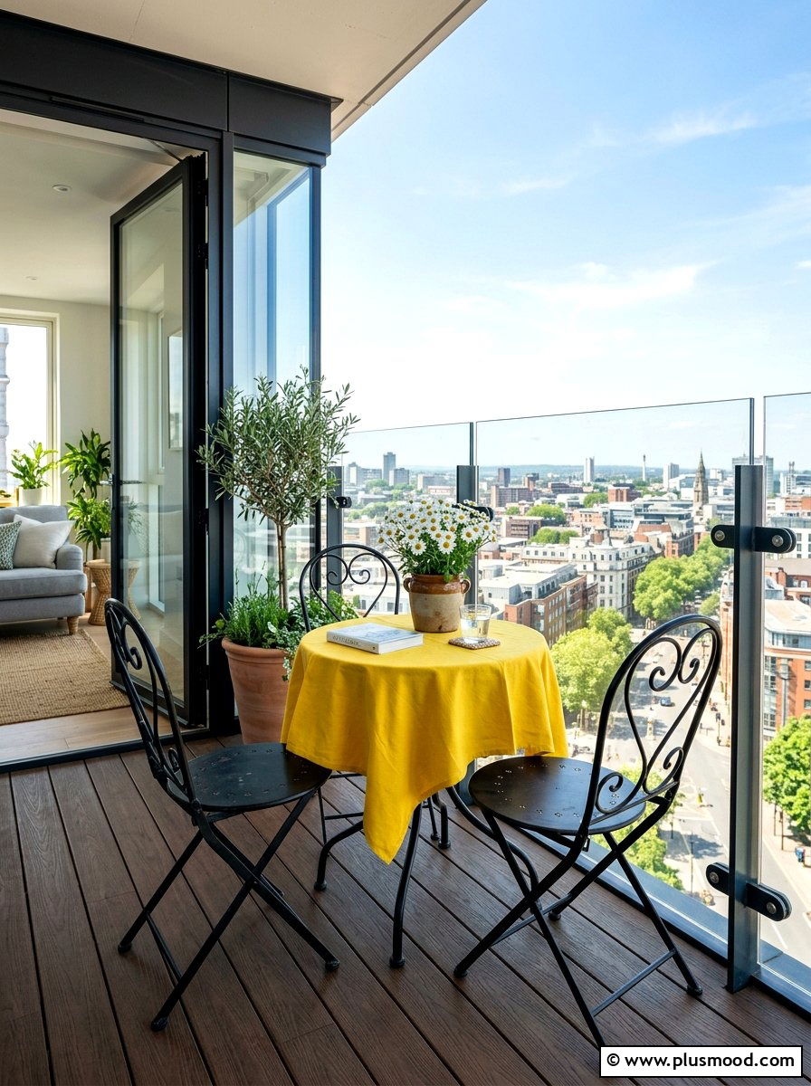 Small Balcony Bistro Set - 25 summer balcony entertaining ideas