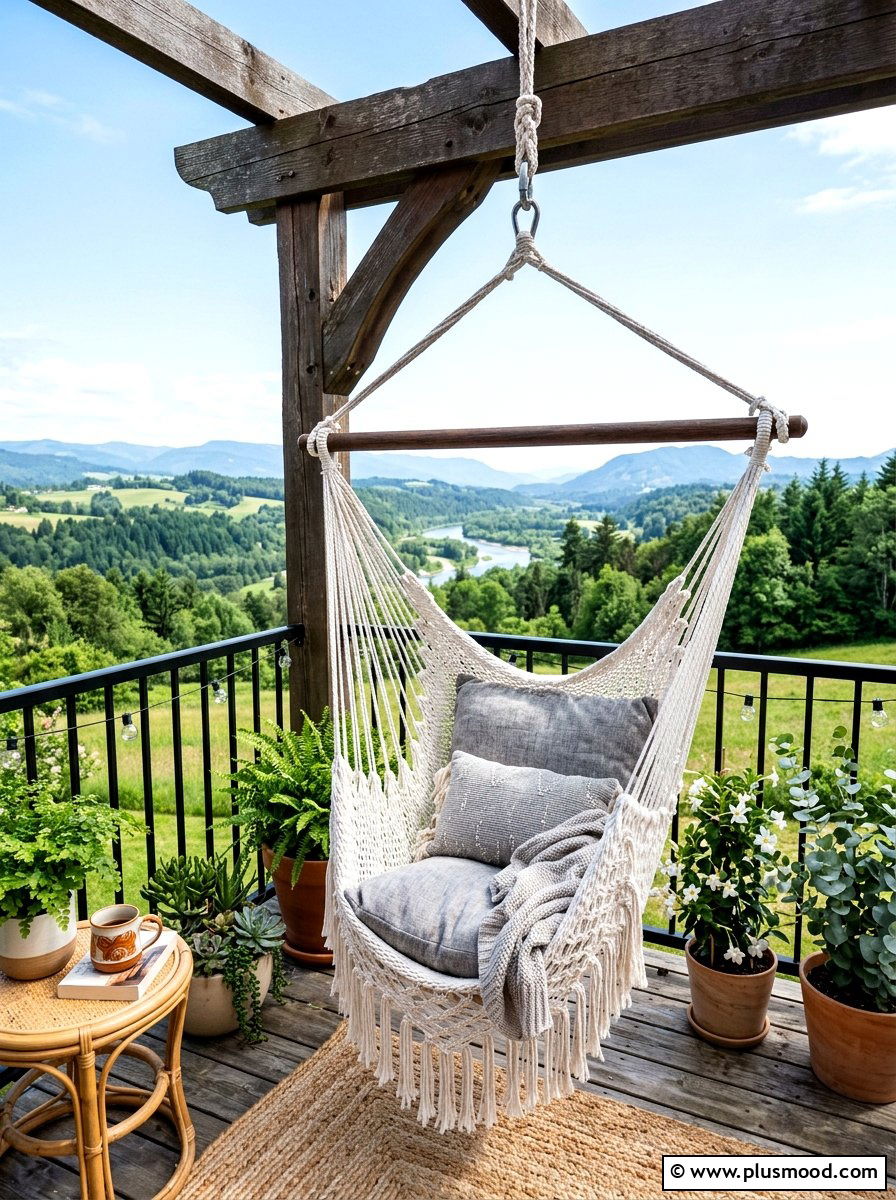Small Balcony Hammock Chair - 25 summer tiny balcony ideas