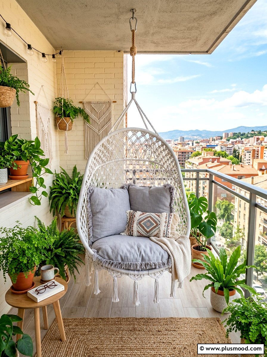 Small Balcony Hanging Chair - 25 summer small balcony ideas