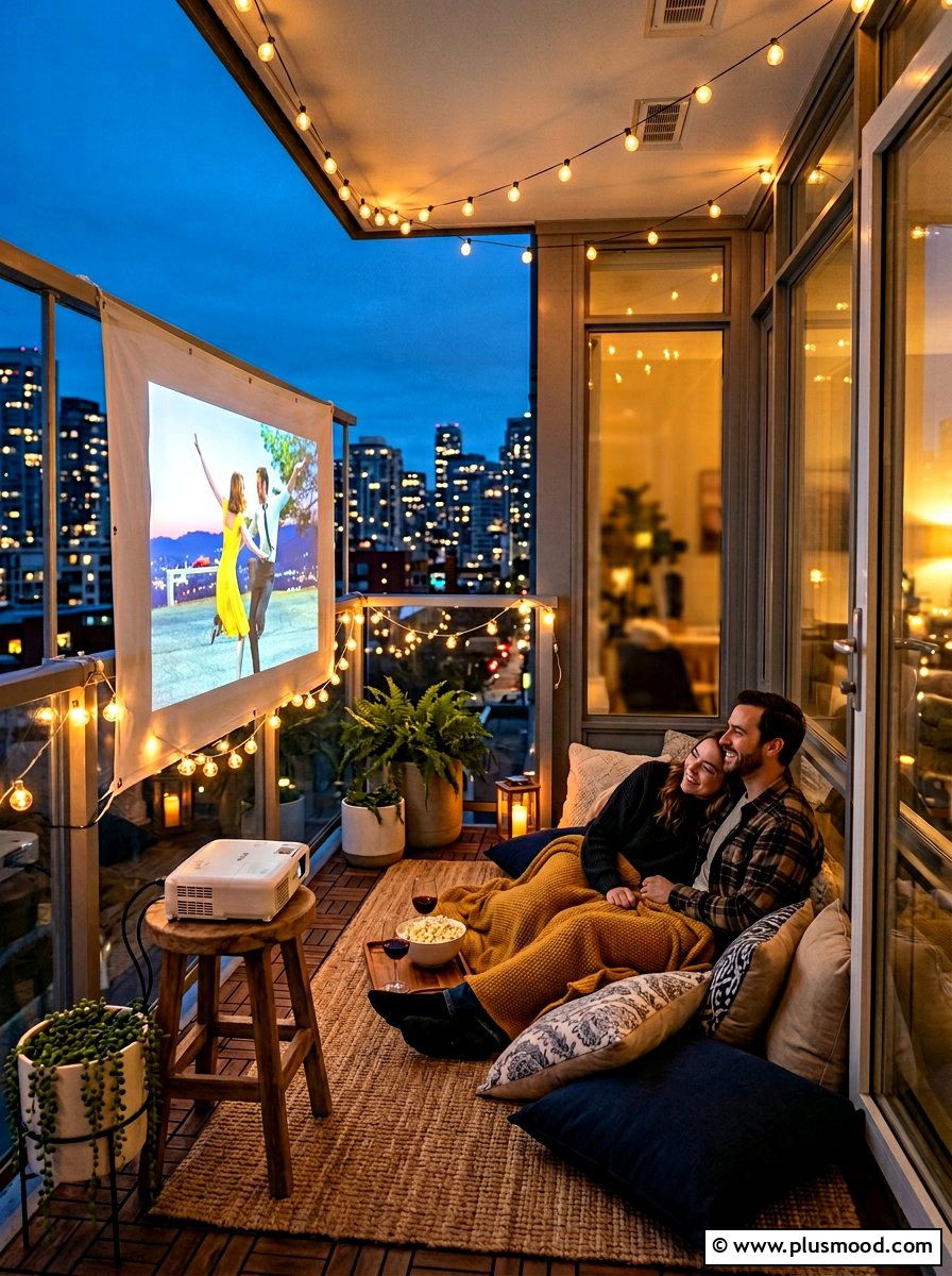Small Balcony Movie Night - 25 summer small balcony ideas