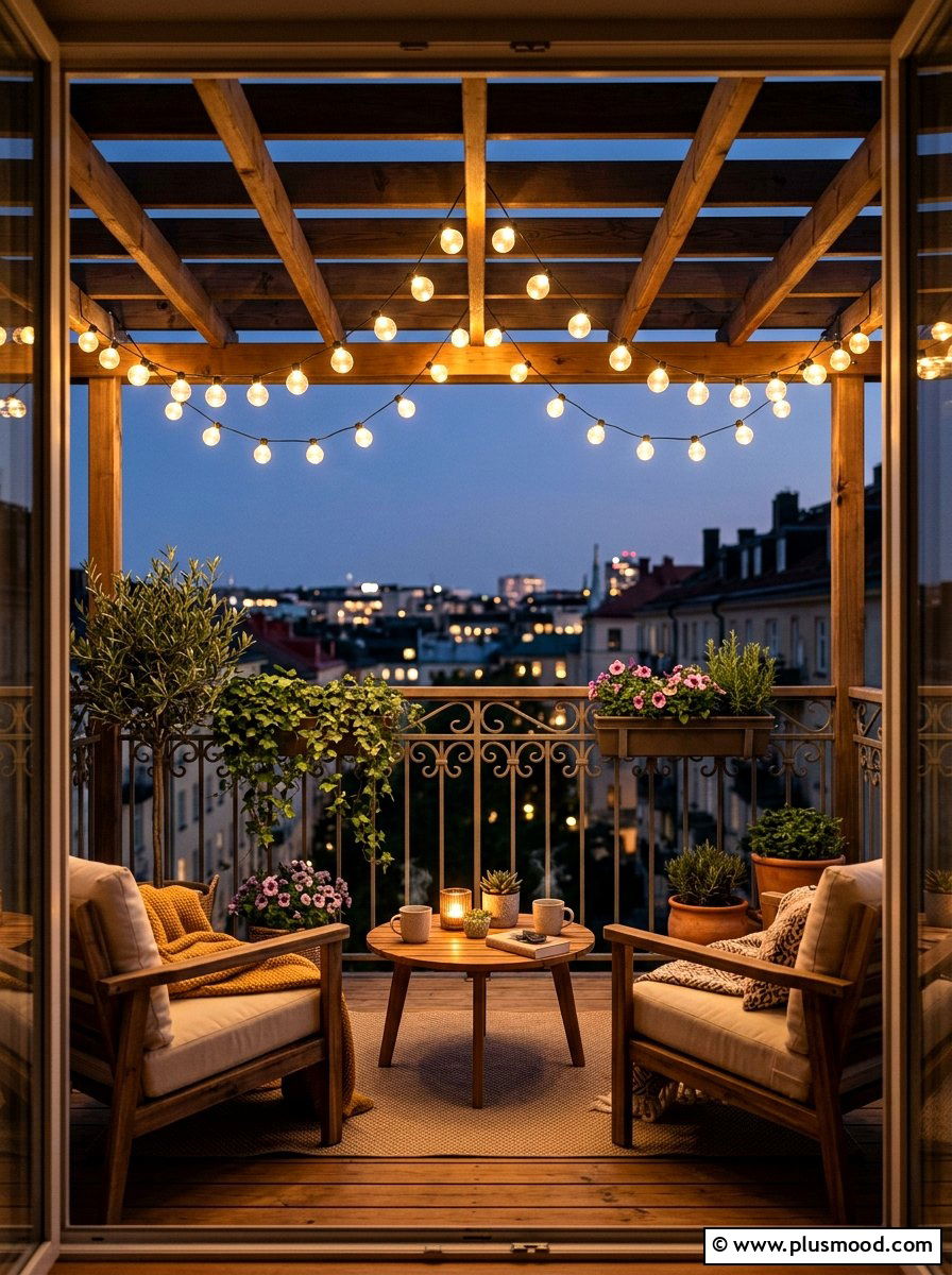 Small Balcony String Lights - 25 summer small balcony ideas