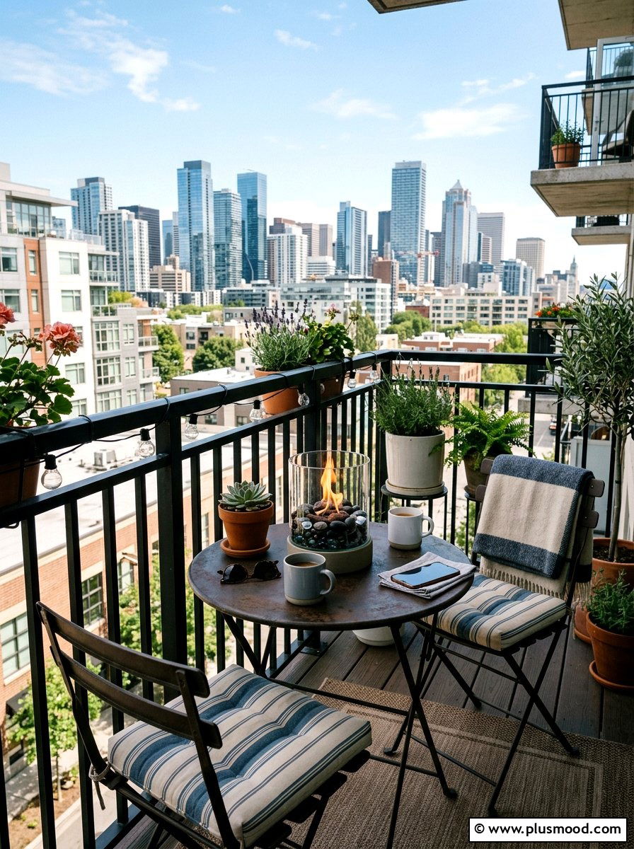 Small Balcony Tabletop Fire Bowl - 25 small backyard ideas with fire bowl